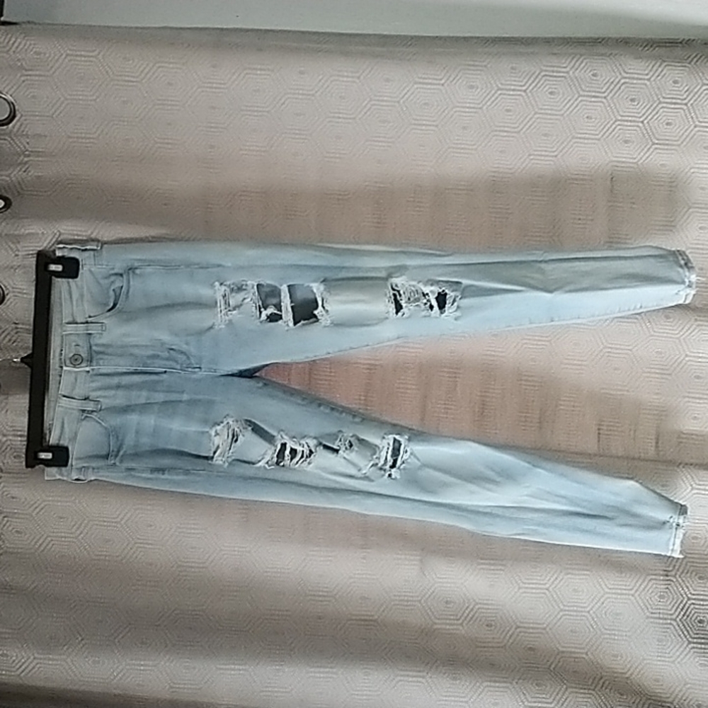 American Eagle Outfitters Distressed Blue Denim Jeans Jeggings Size 2